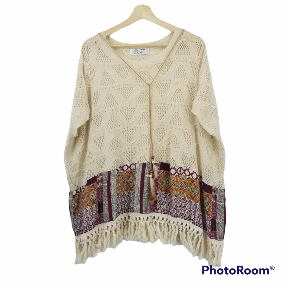 RO KNITTED BLOUSE WITH FEATHER ACCENTS AND   FRENG